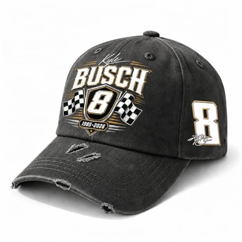 Kyle Busch Hat for Men Women, Racing Fan Baseball Cap, Adjustable Motorsport Race Day Cap, Checkered Flag Style Gift for Driver Fans (black1)