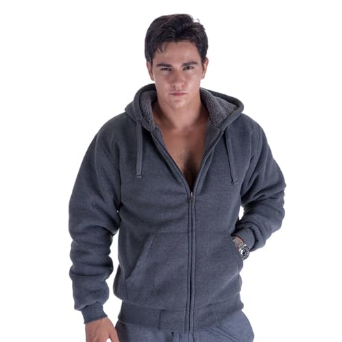 LeeHanTon Mens Sherpa Lined Hoodie Warm Full Zip Fleece Sweatshirt Thick Lined Work Pullover for Winter Comfort2