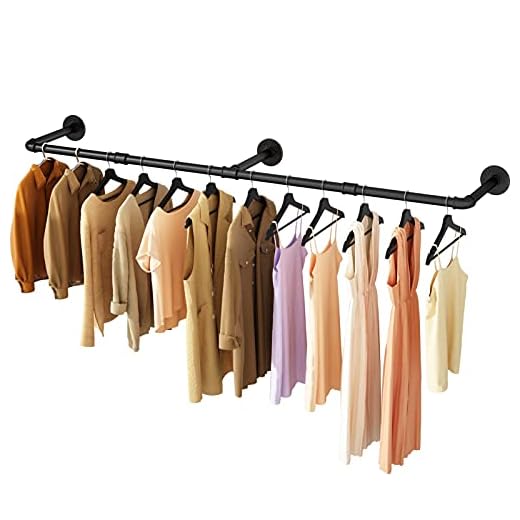 UlSpeed Clothes Rack, 72.5in Wall Mounted Industrial Pipe Clothing Rack, Garment Rack Space Saver Hanging Clothes Rack, Heavy Duty Detachable Garment Rack, Multi-Purpose Hanging Rod for Closet, 1 Pack