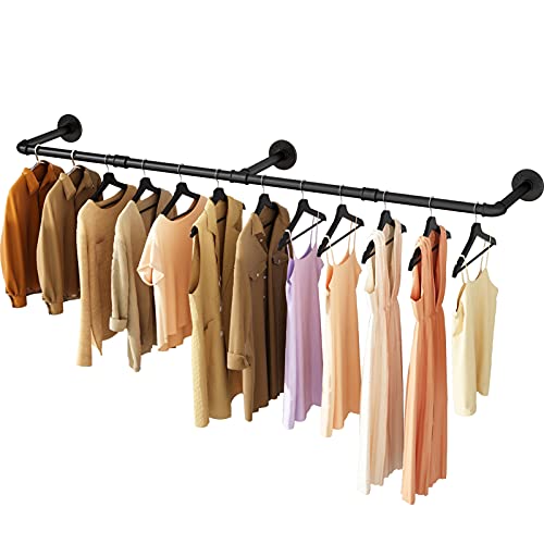 UlSpeed Wall Mounted Clothes Rack 52.6in, Industrial Pipe Clothing Racks Wall Mount, Heavy Duty Detachable Iron Garment Bar, Saving Space, Multi-Purpose Hanging Rod for Bedroom, Laundry Room, 1 Pack by UlSpeed - Used condition - US$17.63