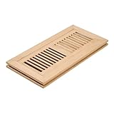 Red Oak Wood Flush Mount Floor Register Vent Cover, 4x12 Inch (Duct Opening), 3/4 Inch Thickness, with Damper, Unfinished