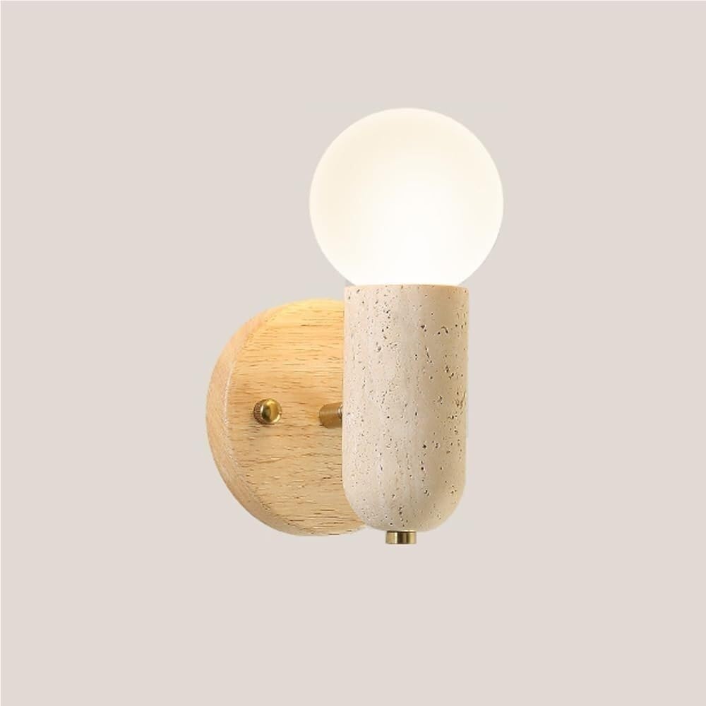 Vintage Yellow Travertine Small Wall Sconce Mid Century Hallway Wall Lamp