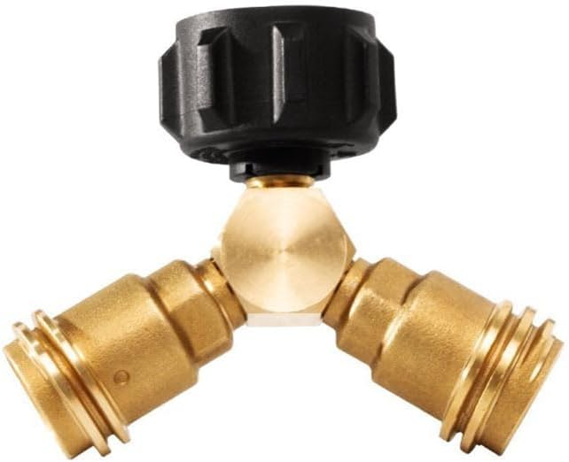 Brass Y Splitter Propane Tank Adapter, 0.5" DN15 Inlet, Dual Outlet Connector, for LPG Gas Systems