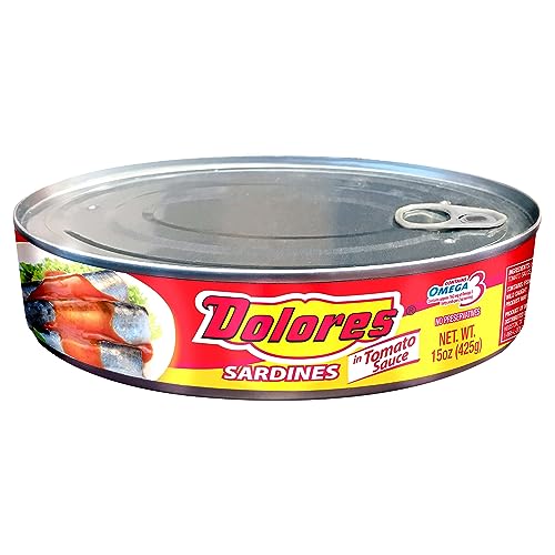 Dolores Sardines in Tomato Sauce, Canned Sardinas En Salsa De Tomate, 15oz, (Pack of 1)