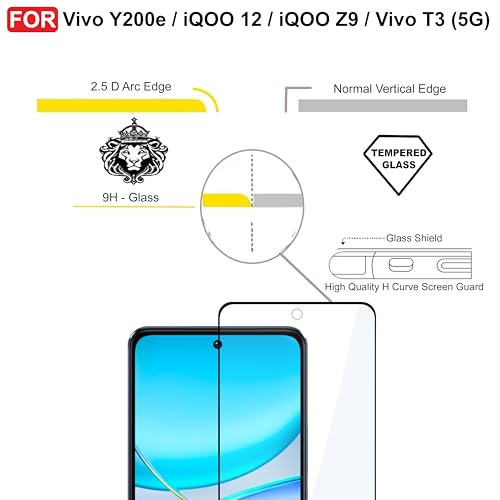 Image of CEDO Tempered Glass for Vivo Y200e / iQOO 12 / iQOO Z9 / Vivo T3 (5G) | Screen Protector Full HD Quality Tempered Glass Anti-Scratch Edge to Edge Coverage with Easy Installation Kit (Black)