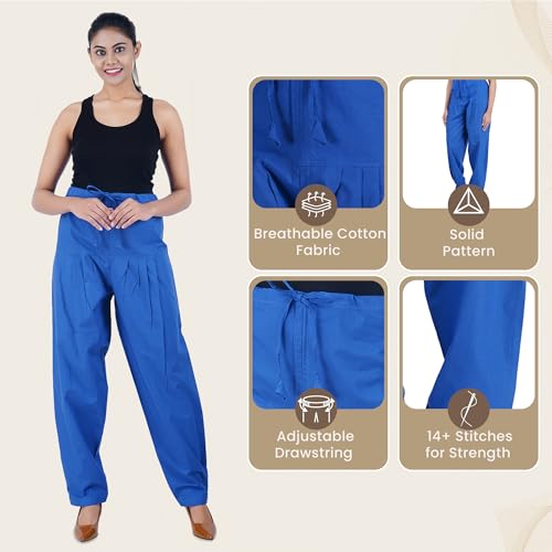 Image of Happy Bunny Salwar Pant for Women, Fine Cotton Ethnic Trousers with Drawstring Waist, Comfortable Daily, Office & Casual Wear Bottoms