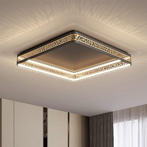 Plafonnier LED dimmable rond en métal noir avec télécommande pour salon - 2