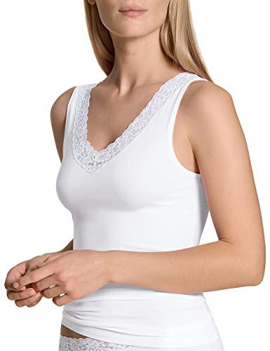 CALIDA Lace Natural Comfort Débardeur, Semi Transparent, Blanc, M Mixte