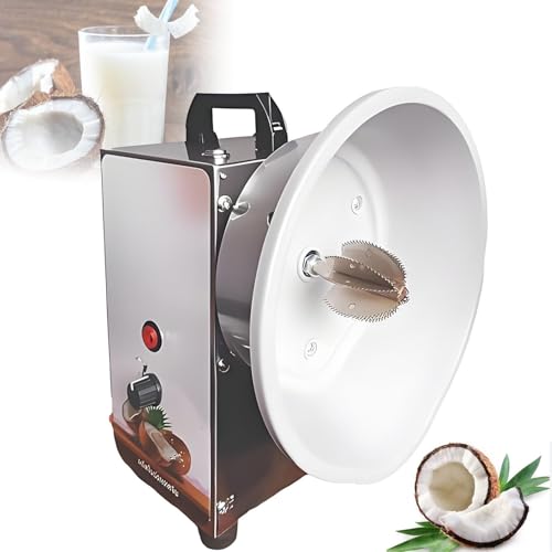 GLBMXDD Rallador eléctrico de Coco de 150 W, rallador de Coco Ajustable en 3 velocidades con Cubierta Antipolvo, Herramienta Comercial de Acero Inoxidable para procesar Coco en Copos y extraer Leche.