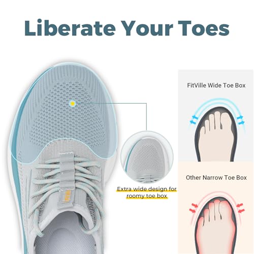 FitVille Men's Wide Walking Shoes Athletic Sneakers Lightweight Workout Slip-on Shoes for Flat Feet - Cloud Strider V13