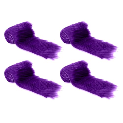 FabricLA Purple Shaggy Plush Faux Fur Strips - Craft Fur for Gnomes, Cosplay, and DIY Projects | 2" X 60" (Pack of 4)