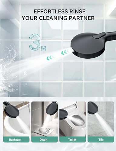 Image of Magichome Shower Head with Handheld, High Pressure 10-Spray Detachable Chrome Showerhead with Stainless Steel Hose, Black