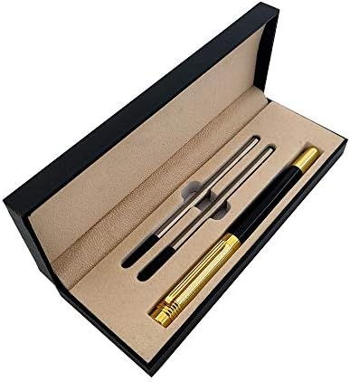 Accod Rollerball Pen Business Signature Pen Durable Office Pen with Two 0.5mm Black Refills Gift Pen Gift Box (Black)