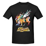 Saint Music Seiya Men's Shirt Print Art Crew Neck Short Sleeve T-Shirts Cotton Tees Black Large