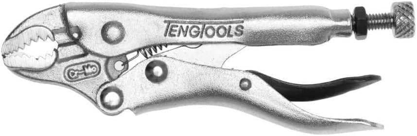 Teng Tools 4 Inch Plated, Round & Flat Power Grip Locking Pliers - 401-4
