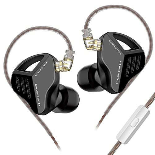 YINYOO KZ ZVX Fones de ouvido intra-auriculares dinâmicos superlineares de cavidade dupla de 10 mm com cabo destacável, monitores intra-auriculares IEMs HiFi para músicos audiófilos (preto, com