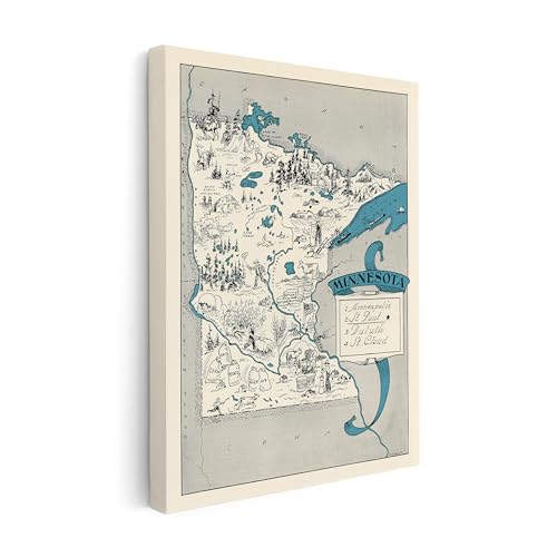 Poster Master Map Canvas - Retro Minnesota State Print - Educational Art - Gift for Teacher, Student, Travel Lover - Wall Decoration for Classroom, Office, Dorm - Available in 8x10 to 30x40