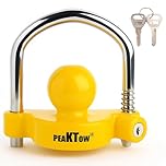 PEAKTOW PTS0002 Heavy Duty Universal Adjustable Coupler Lock Trailer Hitch Storage Security Lock Fits 1-7/8, 2, 2-5/16 Inches Couplers