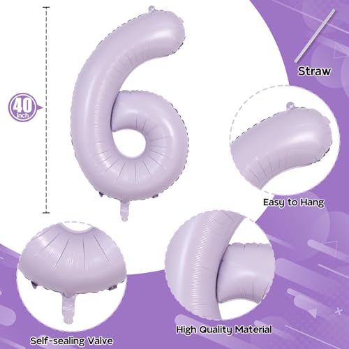 Image of Light Purple 16 Balloon Numbers, 40 Inch Large Pastel Purple Foil Number 1 & 6 Balloons for Women, Lavender Sweet 16th Birthday Balloons for 16 Year Old Girls Anniversary Birthday Party Decorations