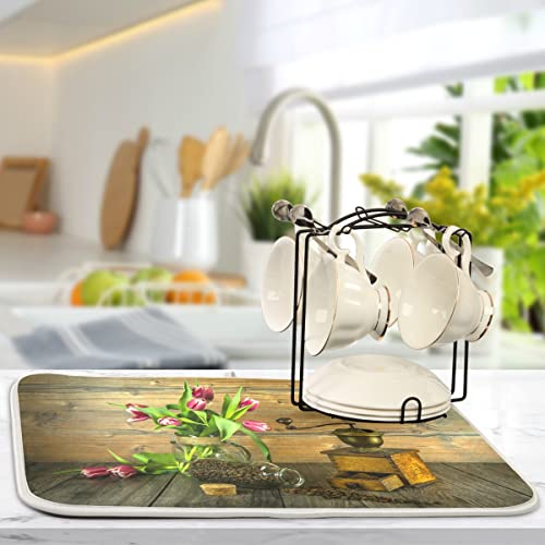 Vvfelixl G64226877P523C558S1113 Coffee Mat Retro Still Life Drying Mat Coffee Cup Spill Mats Microfiber Coffee Maker Mat thumb #5