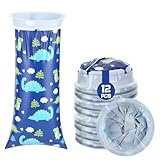 Biubee 12pcs 1000ml Leakpoof Kids Vomit Bags Disposable - Portable & Sealed, Nausea Relief Throw up Barf Bags, Road Trip Essentials Puke Emesis Bags for Travel Emergency Car Motion Sickness, Dinosaur
