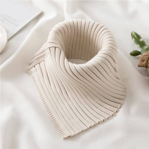 Women Winter Ribbed Knit Turtleneck Fake Collar Solid Color Detachable Triangular Scarf Shawl Wrap Neck Warmer False C3