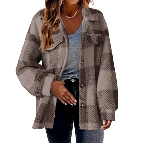 Ceboyel Flannel Shirt for Women 2023 Plaid Jackets Coat Long Sleeve Oversized Shacket Trendy Causal Fall Winter Clothes2