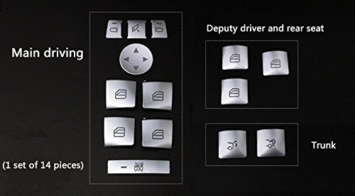 Maxdool 14 Pieces Car Window Glass Lift Button Trim Cover Sticker For Mercedes Benz A/B/C(W204)/E(W212)/Gla/Cla/Glk/Gl/Ml/Gle-Class #TOP5