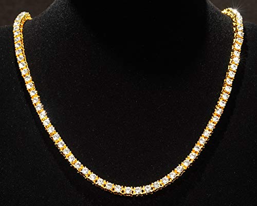 HALUKAKAH Chaîne en Or Glacé,5.5MM Chaîne de Tennis pour Hommes Véritable Plaqué Or 18 Carats Collier Ras du Cou 60cm,avec Diamants de Laboratoire,Cadeau pour Lui – vue 5