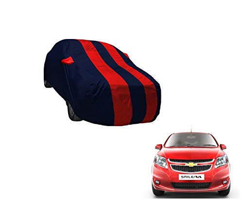 Image of Auto Hub Car Cover Compatible with Chevrolet UVA with Weather Proof, Mirror Pocket, Triple Stitched, UVA Car Cover- Navy-Red