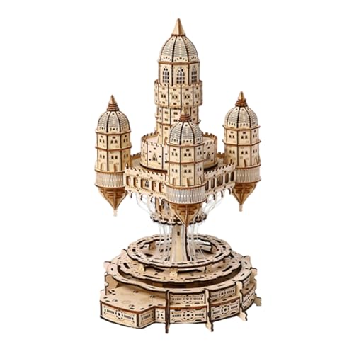 Rompecabezas 3D de madera, castillo en el cielo, modelo DIY con luces LED, adorno creativo de escritorio regalo para adolescentes y adultos (521 piezas)