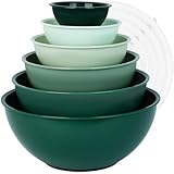 BoxedHome 12-teiliges Salatsch&uuml;ssel mit Deckel aus BPA-freiem Kunststoff, Gr&uuml;n - Stapelbare R&uuml;hrsch&uuml;ssel Set, Wiederverwendbare, Sp&uuml;lmaschinenfest, Ideal f&uuml;r Camping, Picknicks, Backen und Kochen
