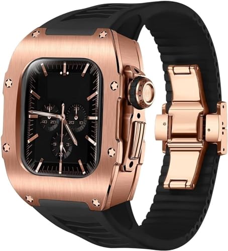 Boîtier titane Apple Watch 7/8 look luxe et bracelet sport fluoré délicat