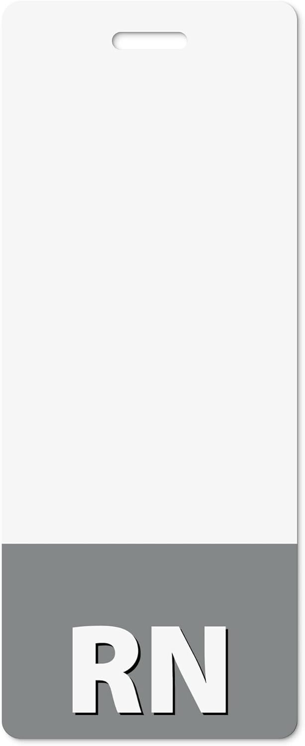 Bulk RN Badge Buddies White Vertical Oversized Badge Buddy ID Backer Cards (100 Pcs) - Double Sided Print - Durable and Water Resistant Badge Buddy by BadgeZoo