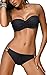 Yutdeng Femme Maillot de Bain Deux Pièces Elégant Slim Push Up Bikini avec Bordure Dorée Amincissante Ensemble de Bikini 2 Pièces Swimwear Beachwear Bretelles Réglables,Noir,S