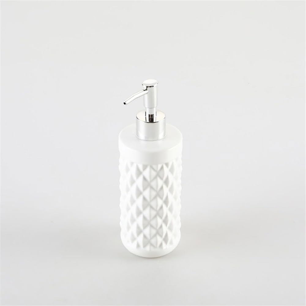 Soap Dispenser Bathroom 440ml Custom White Diamond Shape Ceramic Dispenser Bottle Soap Shampoo Bath Gel Press Bottle Empty Bottle Dispenser Ja Dispenser