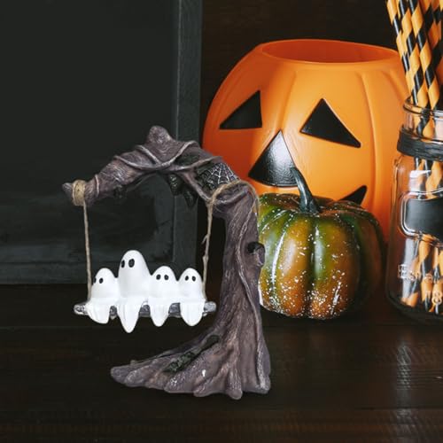 Fantasma de Halloween de resina resistente con diseño colgante para jardín 7
