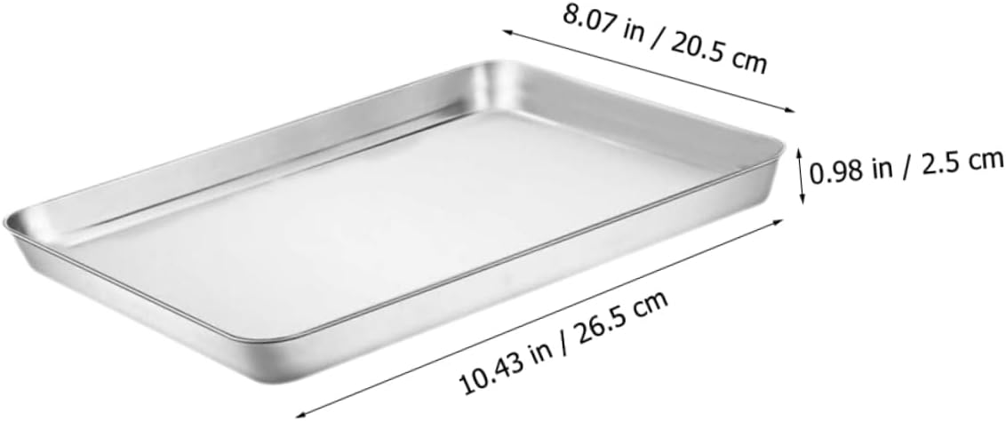 VOSAREA 3Pcs Stainless Steel Baking Pan Versatile Cookie Baking Sheet Food Serving Tray Oven for Roasting Steaming Storage