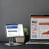 QinCoon Stojak na tablet, regulowany, wytrzymały aluminiowy stojak, obracany o 360° uchwyt na iPada, Samsung Tab, Kindle, Nintendo Switch (4,7-13 cala), design na biurko, do kuchni, biura, recepcji