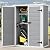 DWVO Outdoor Vertical Storage Shed with 2 Shelves, 49 Cu Ft Waterproof Resin Garden Shed with Floor & Lockable Door, Plastic Tall Tool Cabinet for Garbage Cans, Lawn Equipment, Garden Supplies (Gray)