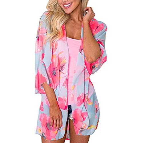 Image of CASURESS Women's Cardigan-Sheer Kimono Loose Summer Floral Print Cover Ups