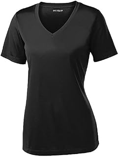 Women's Short Sleeve Moisture Wicking Athletic Shirt-Black-S