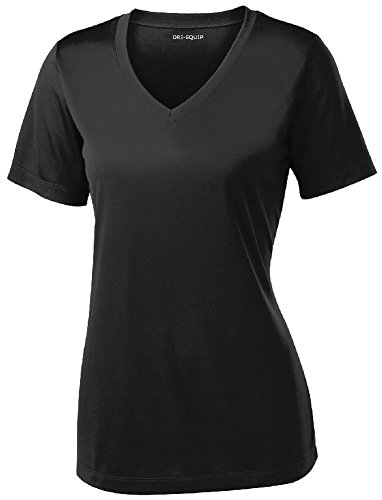 Women's Short Sleeve Moisture Wicking Athletic Shirt-Black-S