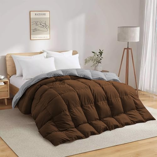 Image of Reversible Heavy Winter Comforter Single Size 60 inchX90 inch | 600 GSM Fill for Winter Comforter /Rajai /Duvet /Blanket Hotel Luxury Soft Fluffy Single Size - Chocolate Brown /Silver Grey Color