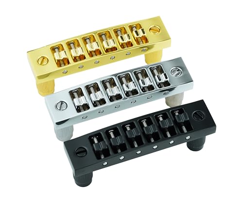 Guyker Guitar Tune-o-matic Bridge, Zinc Alloy Harmonica Bridge with String Space 10.3mm Replacement Part for Electric Guitars(GM013, Chrome) - Les Beatles, Paul McCartney, John Lennon, RIngo Starr, George Harrison Guyker Guitar Tune-o-matic Bridge, Zinc Alloy Harmonica Bridge with String Space 10.3mm Replacement Part for Electric Guitars(GM013, Chrome) – Image 4