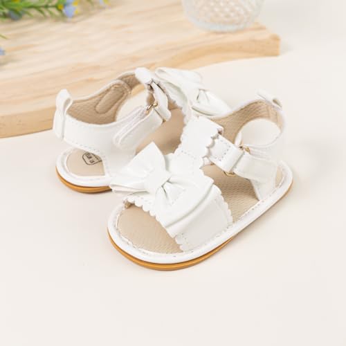 Image of Babelvit Infant Baby Girl Boy Sandals Comfort Premium Summer Outdoor Casual Beach Shoes with Flower Bowknot Anti Slip Rubber Sole Newborn Toddler Prewalker First Walking Shoes