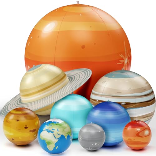Dan&Darci Inflatable Solar System Planets for Kids - Science Toys - Boys Room Decor Ceiling - Space Gifts - Outer Space Themed Party Decorations - Astronomy Gifts 5-7, 6-8, 8-12 Years Classroom