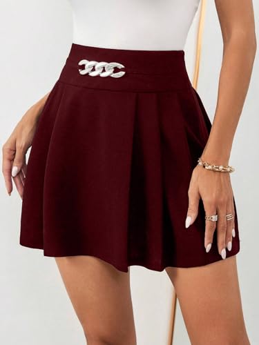Image of ADDYVERO Women's Elegant & Casual A-Line Mini Skirt Maroon