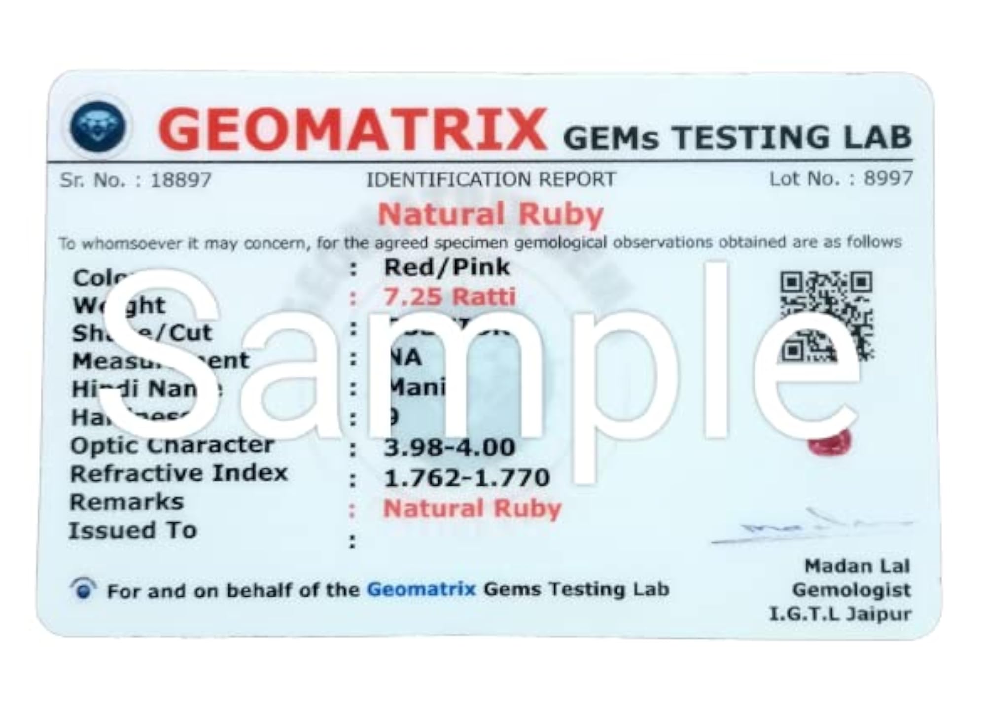 Natural AA++ Quality Burma Ruby Loose Gemstone
