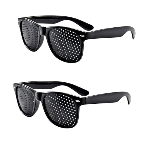 KOMUNJ Lot de 2 paires de lunettes perforées pour homme et femme - Légères et confortables - Noir, Noir